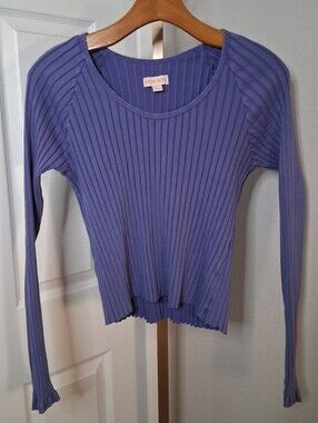 Knox Rose Blue Ribbed Long Sleeve Top Juniors Small